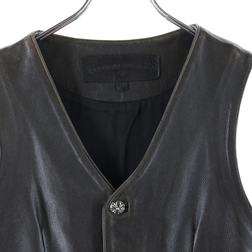 CHROME HEARTS(クロムハーツ) 4BTN VEST 4ボタンレザーベスト ブラック