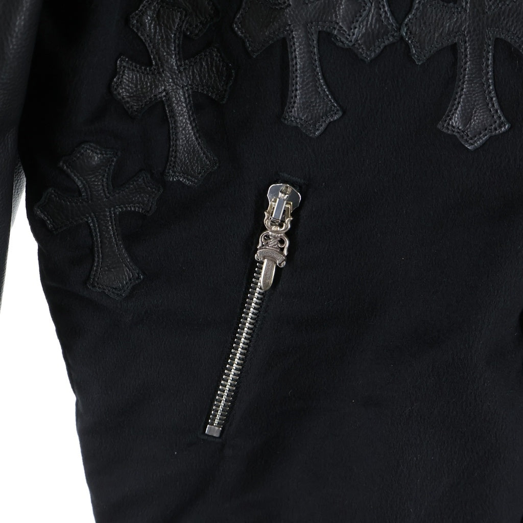CHROME HEARTS(クロムハーツ) LETTERMAN レターマン CHマルチレザーパッチレザースリーブブルゾン ブラック/グレー