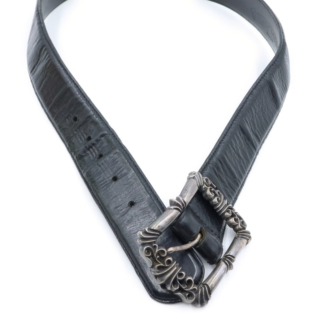 CHROME HEARTS(クロムハーツ) BLT FILIGREE OTJ フィリグリーOTJバックル レザーベルト ブラック/シルバー