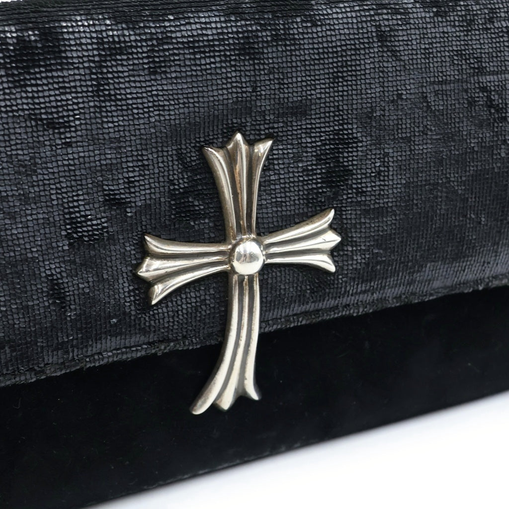 CHROME HEARTS(クロムハーツ) DINNER LG CH CROSS CANNES LIMITED ディナー ラージCHクロス付スエードレザー カンヌ限定 クラッチバッグ レディース