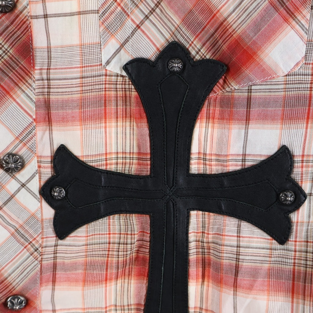 CHROME HEARTS(クロムハーツ) WESTN ウエスタン ラージクロスパッチ付き チェック長袖シャツ