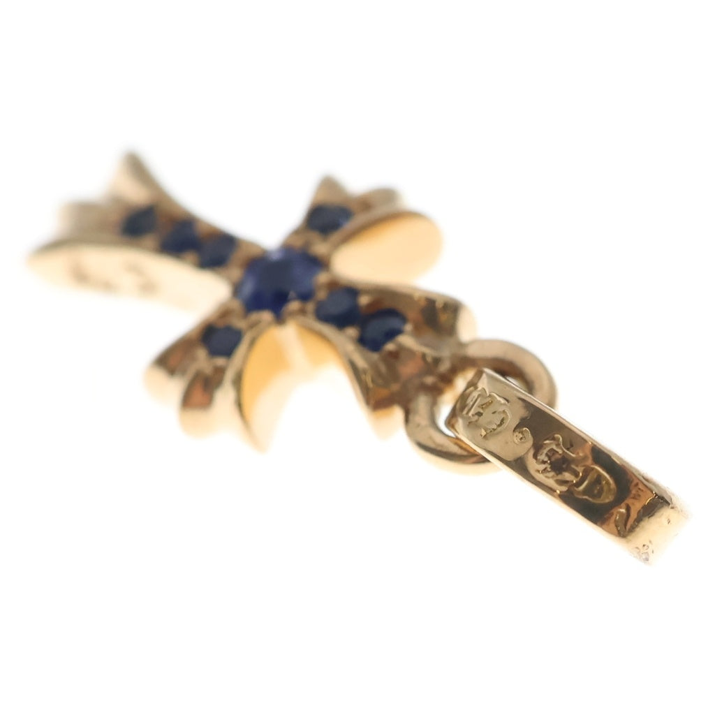 CHROME HEARTS(クロムハーツ) 22K CRS BBYFAT P SAP B ベイビーファット PAVEブルーサファイア チャーム ゴールドネックレストップ ゴールド/ブルー