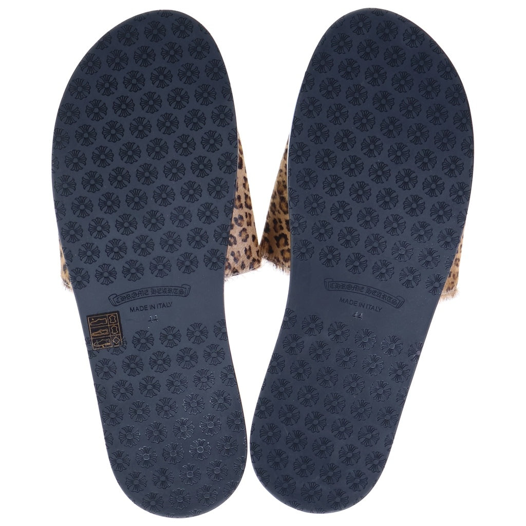 CHROME HEARTS(クロムハーツ) CH SLIDE CHプラスパッチレオパードハラコサンダル ブラウン/レッド