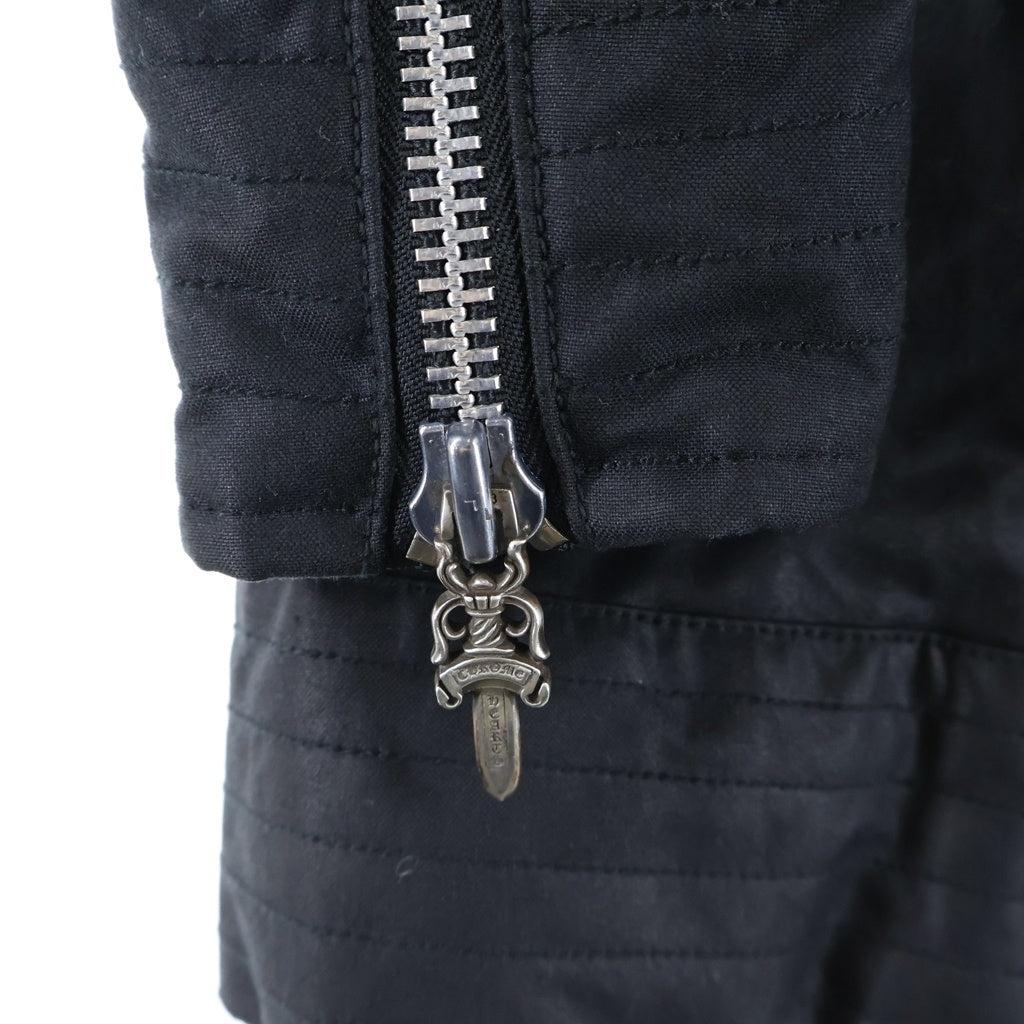 CHROME HEARTS(クロムハーツ) バックフレアニークロスボールボタンコーティングレザーPコート ブラック