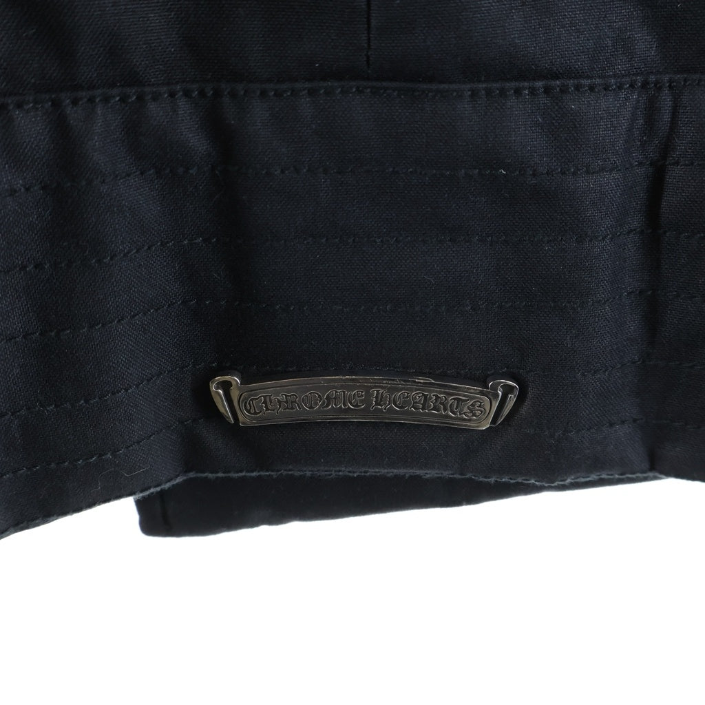 CHROME HEARTS(クロムハーツ) バックフレアニークロスボールボタンコーティングレザーPコート ブラック