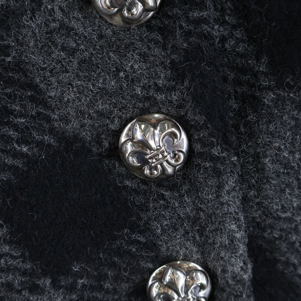 CHROME HEARTS(クロムハーツ) BSフレアボタン チェックウールポンチョ マント グレー/ブラック レディース