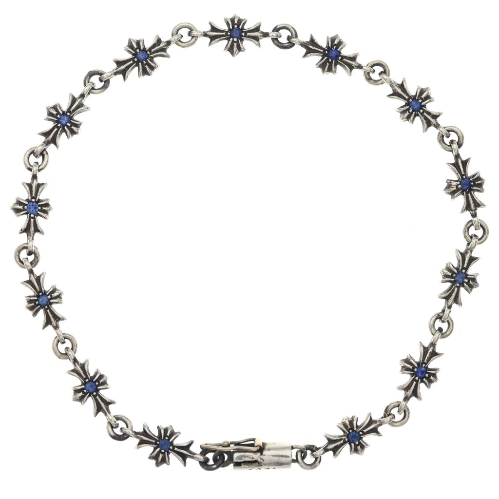 CHROME HEARTS(クロムハーツ) TNY E CH PLS P SAP タイニーECHプラス PAVEブルーサファイア ゴールドブレスレット シルバー/ブルー