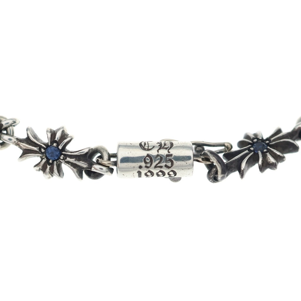 CHROME HEARTS(クロムハーツ) TNY E CH PLS P SAP タイニーECHプラス PAVEブルーサファイア ゴールドブレスレット シルバー/ブルー