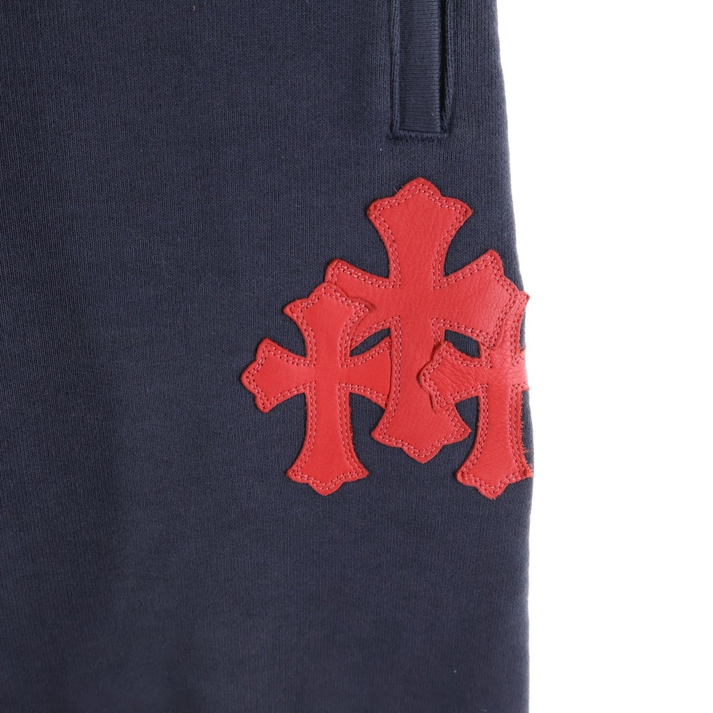 CHROME HEARTS(クロムハーツ) Y NOT GYN U PAPER JAM 3セメタリークロスレザーパッチスウェットロングパンツ ブラック/レッド