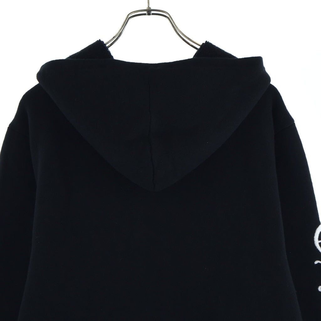 CHROME HEARTS(クロムハーツ) U LIFE SENTENCE ZIP HD 袖ロゴ刺繍カシミヤジップアップパーカー ブラック/ホワイト