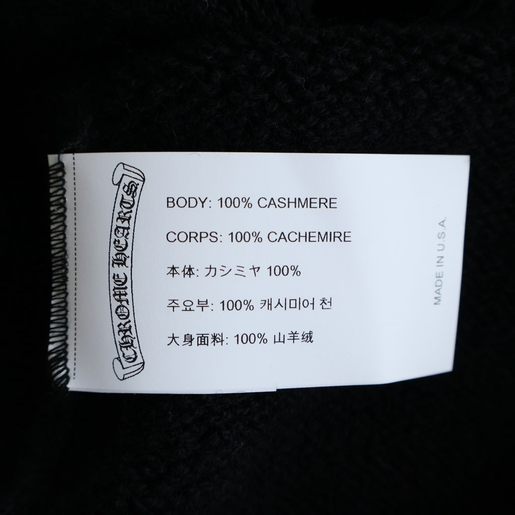 CHROME HEARTS(クロムハーツ) U LIFE SENTENCE ZIP HD 袖ロゴ刺繍カシミヤジップアップパーカー ブラック/ホワイト