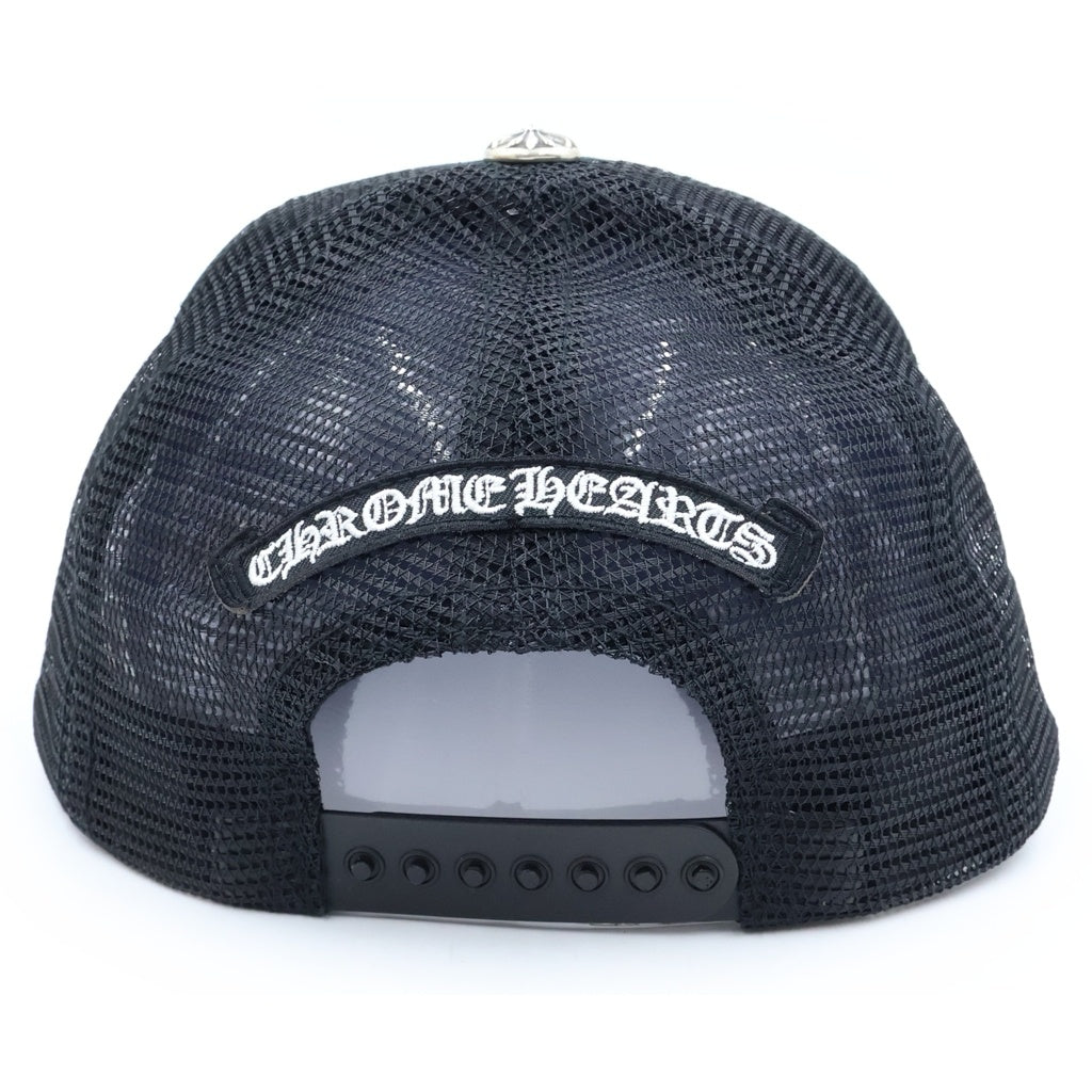 CHROME HEARTS(クロムハーツ) 3 セメタリークロスパッチハラコ トラッカーキャップ 帽子 メッシュ クロスボール付き ブラック