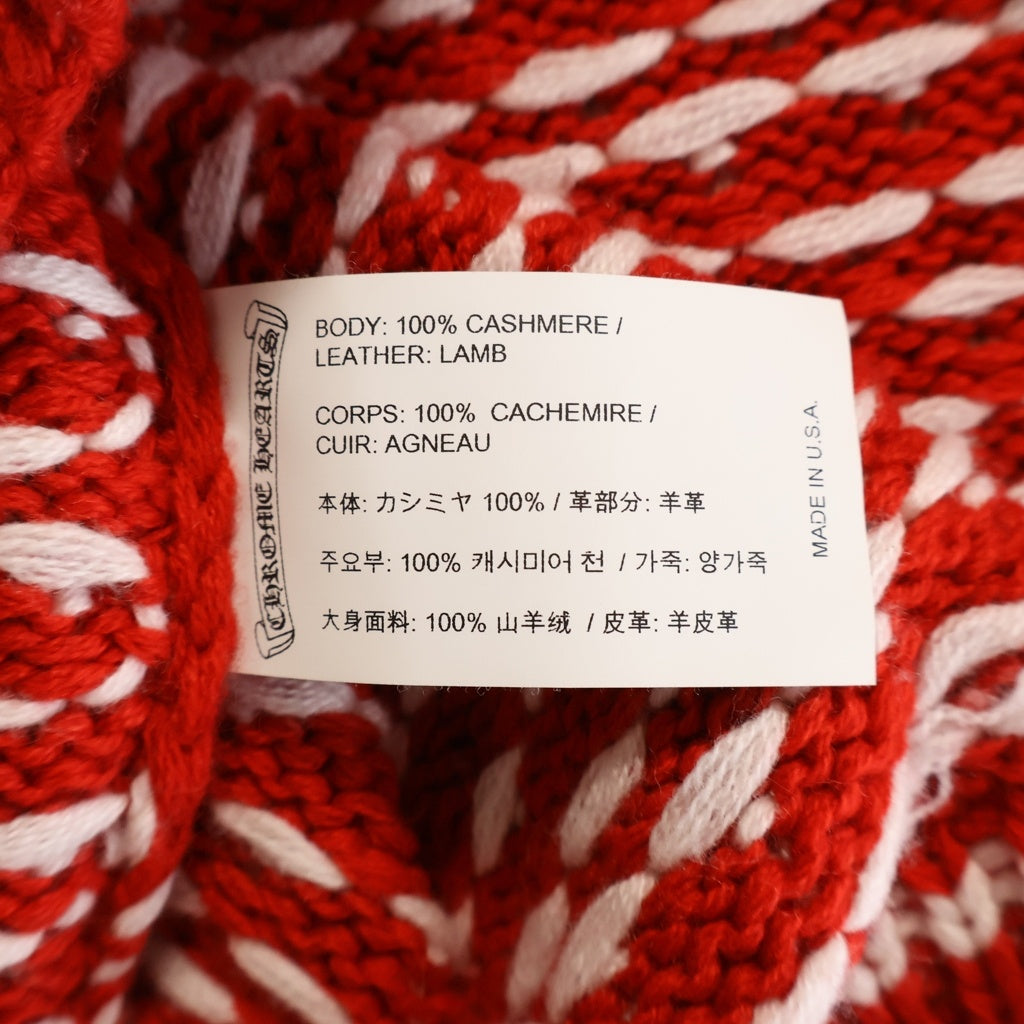 CHROME HEARTS(クロムハーツ) CROSS PATCH CASHMERE KNIT SWEATER クロスパッチ付きカシミアニットセーター レッド/ホワイト