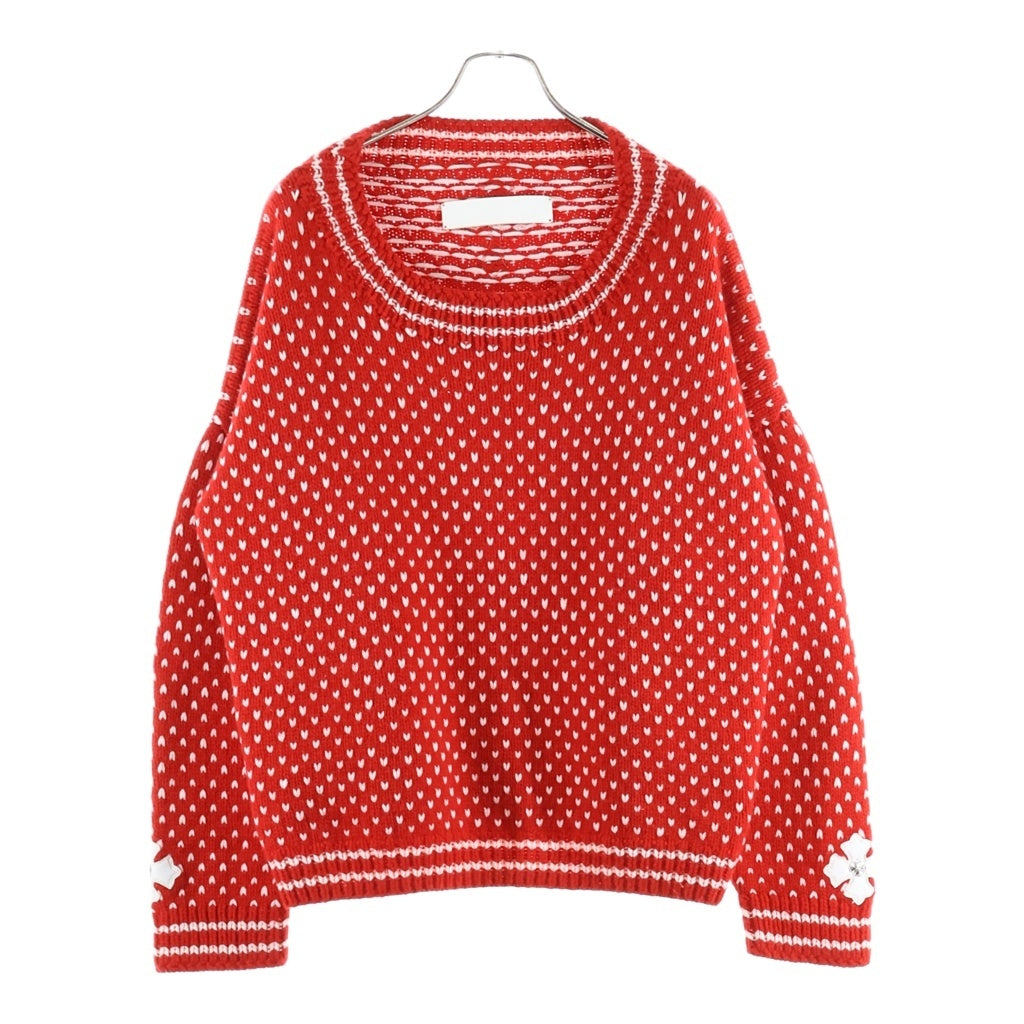 CHROME HEARTS(クロムハーツ) CROSS PATCH CASHMERE KNIT SWEATER クロスパッチ付きカシミアニットセーター レッド/ホワイト
