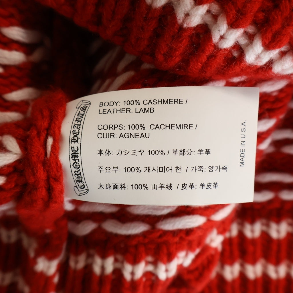 CHROME HEARTS(クロムハーツ) CROSS PATCH CASHMERE KNIT SWEATER クロスパッチ付きカシミアニットセーター レッド/ホワイト