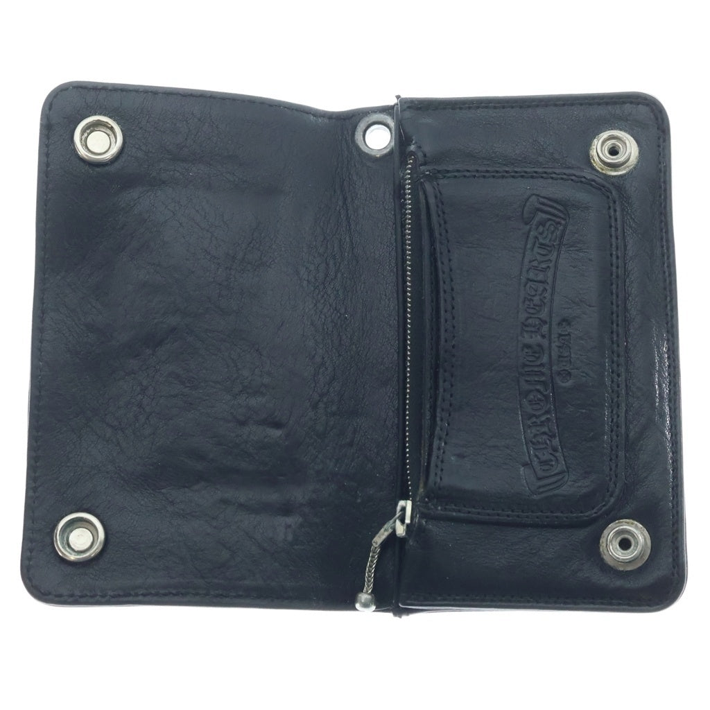 CHROME HEARTS(クロムハーツ) 1ZIP CROSS PATCH 1ジップ クロスパッチ付きクロスボタンレザーウォレット財布