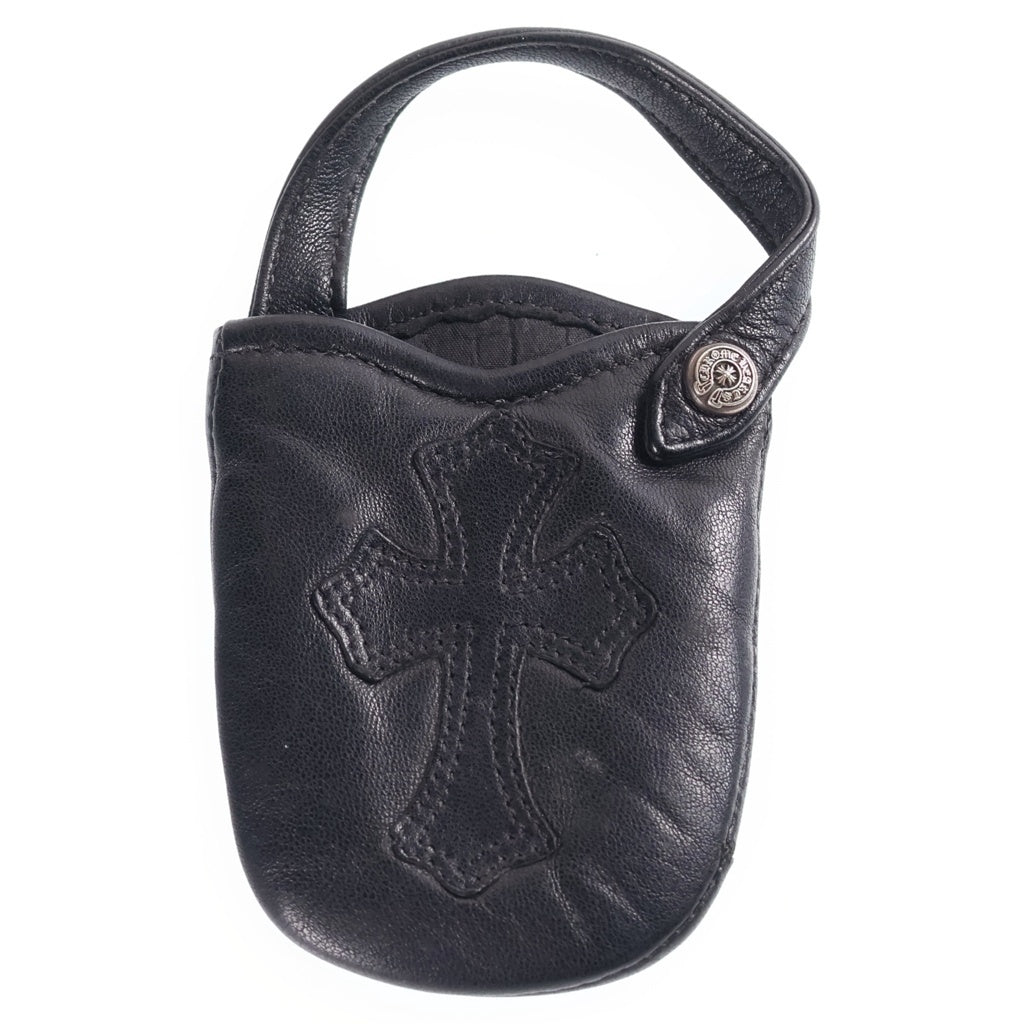 CHROME HEARTS(クロムハーツ) PHONE POUCH V1 クロスパッチ レザー携帯ケース ブラック