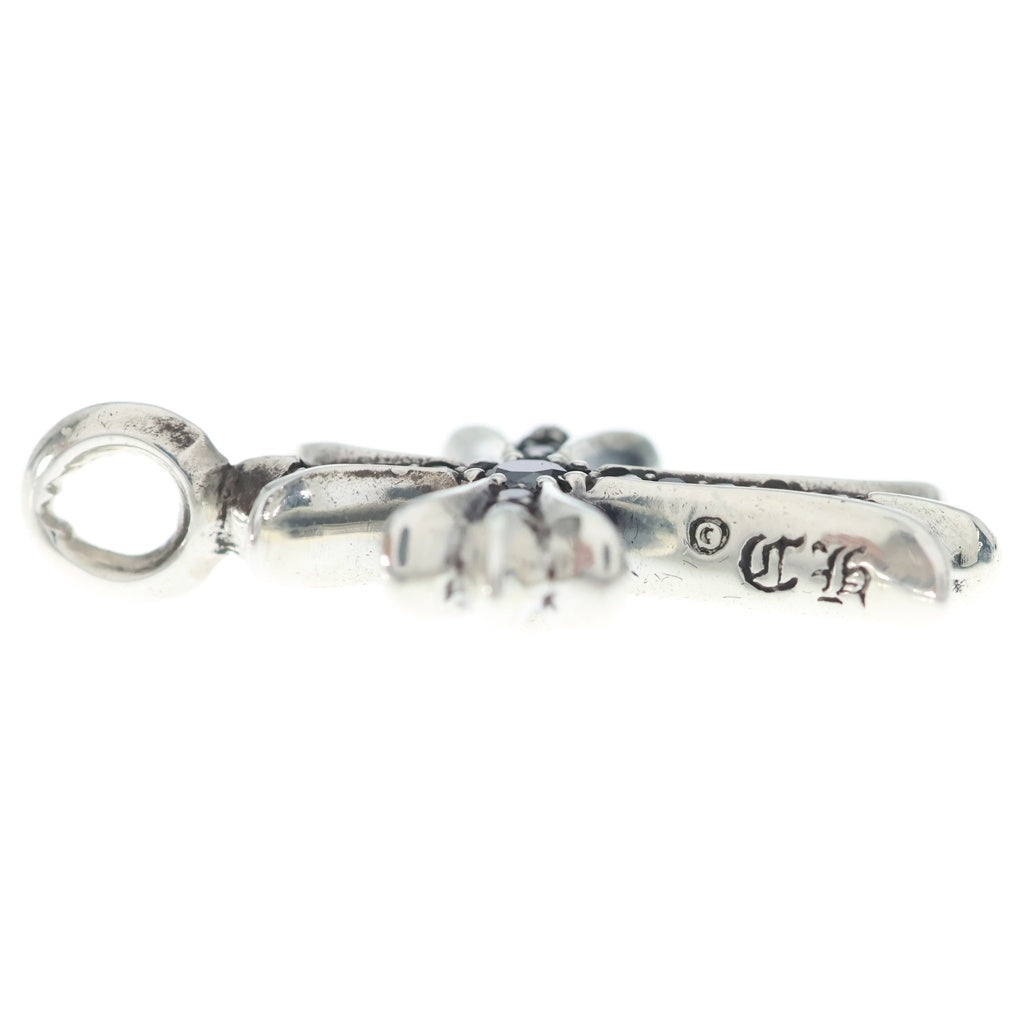 CHROME HEARTS(クロムハーツ) TNY CRSF P BLKDIA タイニーファットクロス PAVEブラックダイヤ シルバーネックレストップ