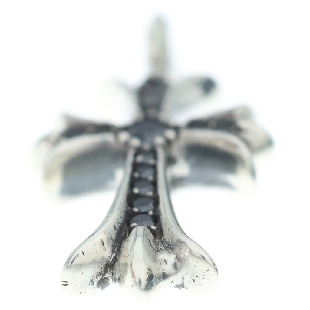 CHROME HEARTS(クロムハーツ) TNY CRSF P BLKDIA タイニーファットクロス PAVEブラックダイヤ シルバーネックレストップ