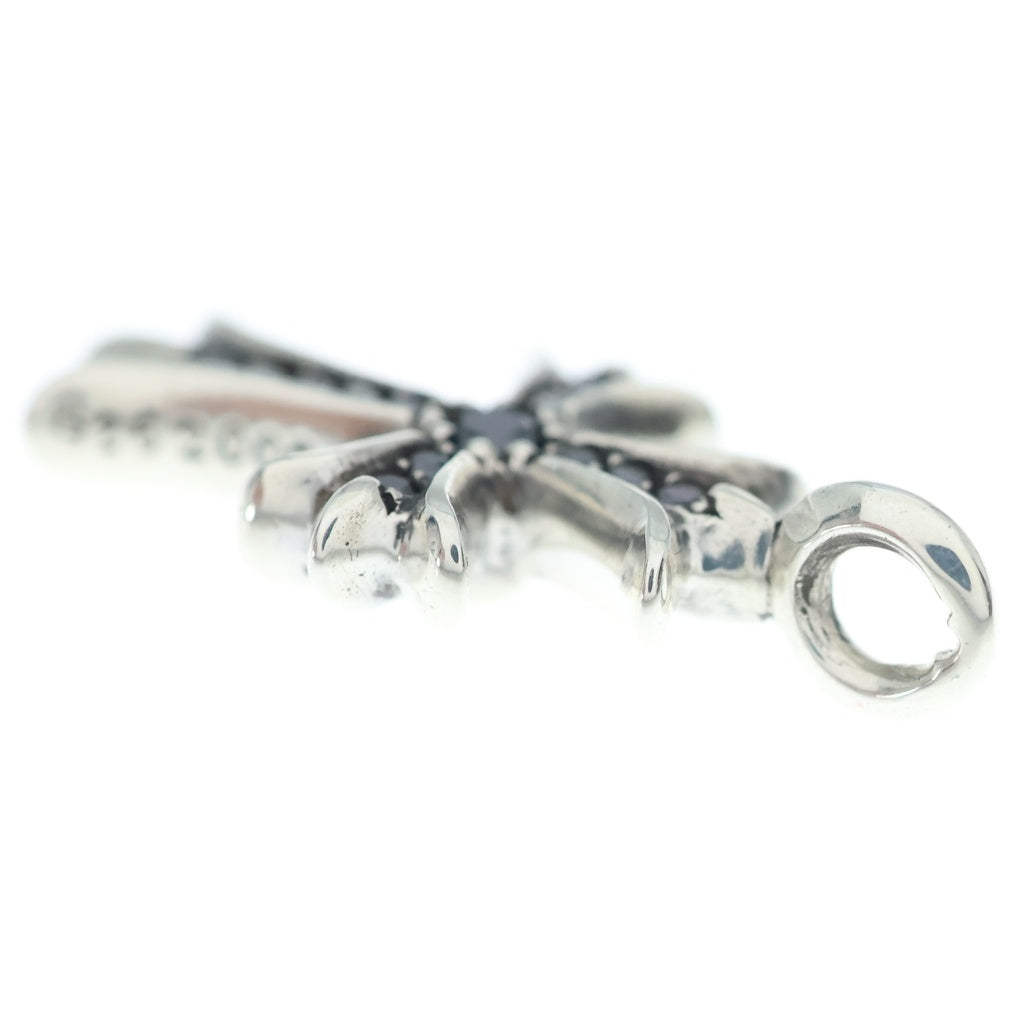 CHROME HEARTS(クロムハーツ) TNY CRSF P BLKDIA タイニーファットクロス PAVEブラックダイヤ シルバーネックレストップ