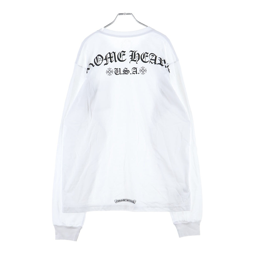 CHROME HEARTS(クロムハーツ) CH L S 1 バックロゴプリント長袖カットソー ホワイト/ブラック