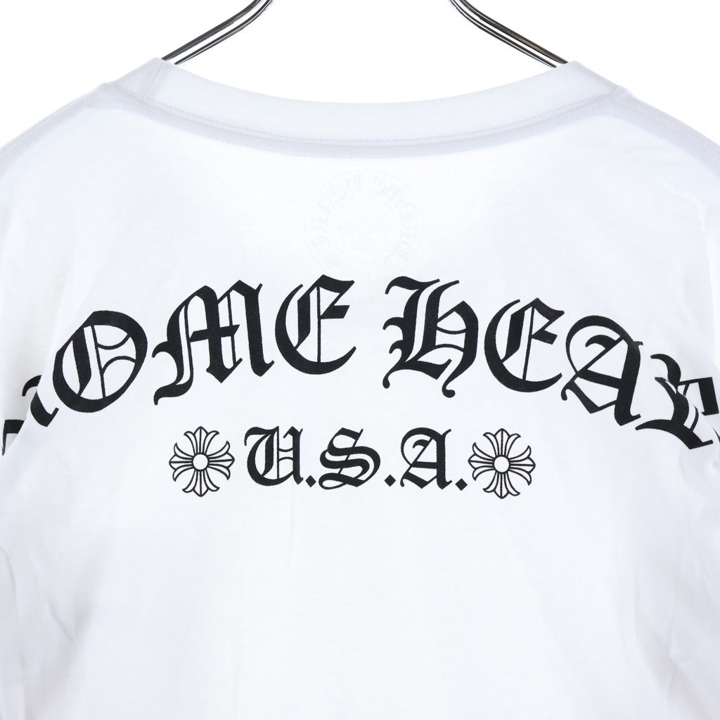 CHROME HEARTS(クロムハーツ) CH L S 1 バックロゴプリント長袖カットソー ホワイト/ブラック