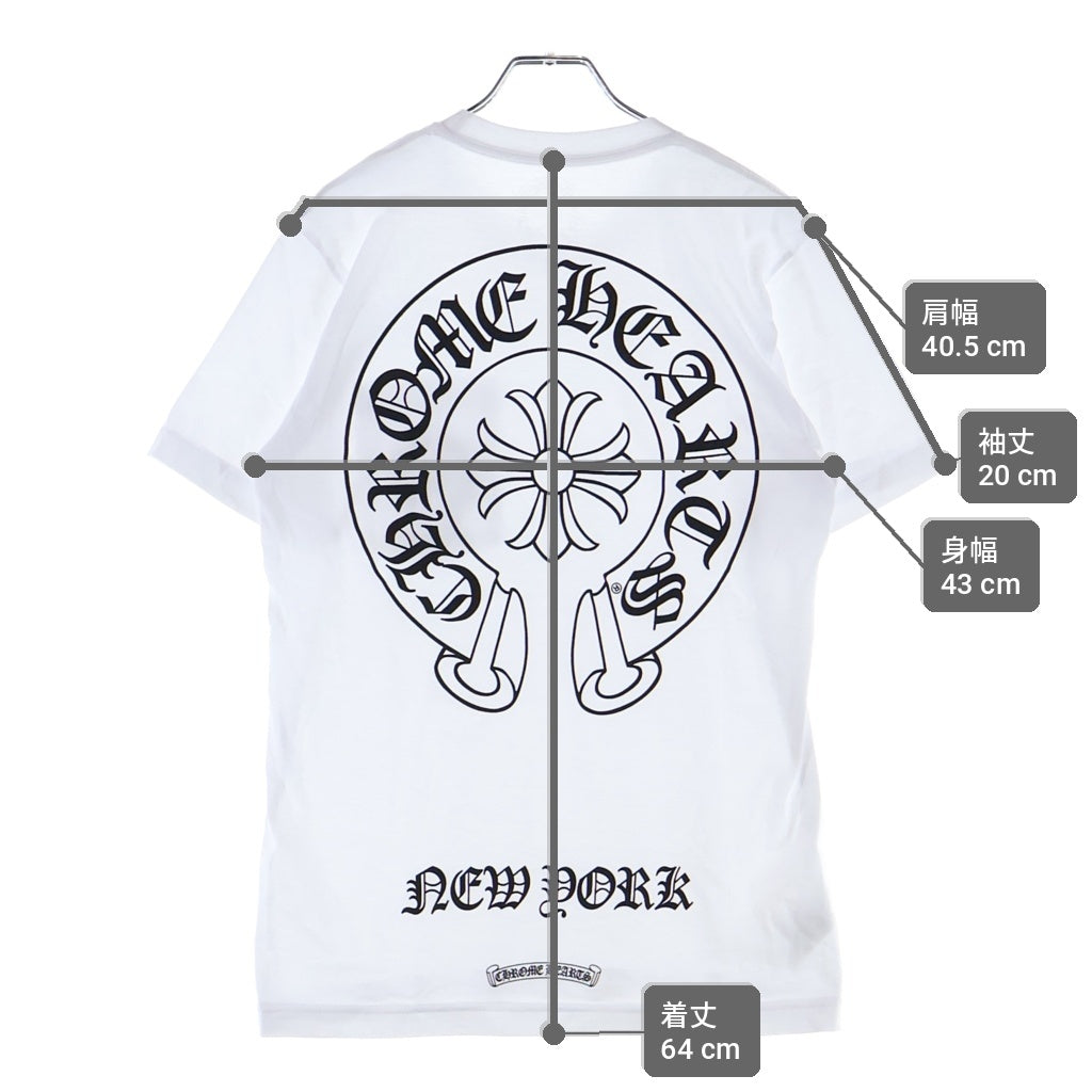 CHROME HEARTS(クロムハーツ) CH T-SHRT LTD ニューヨーク限定バックホースシュープリントTシャツ ホワイト/ブラック