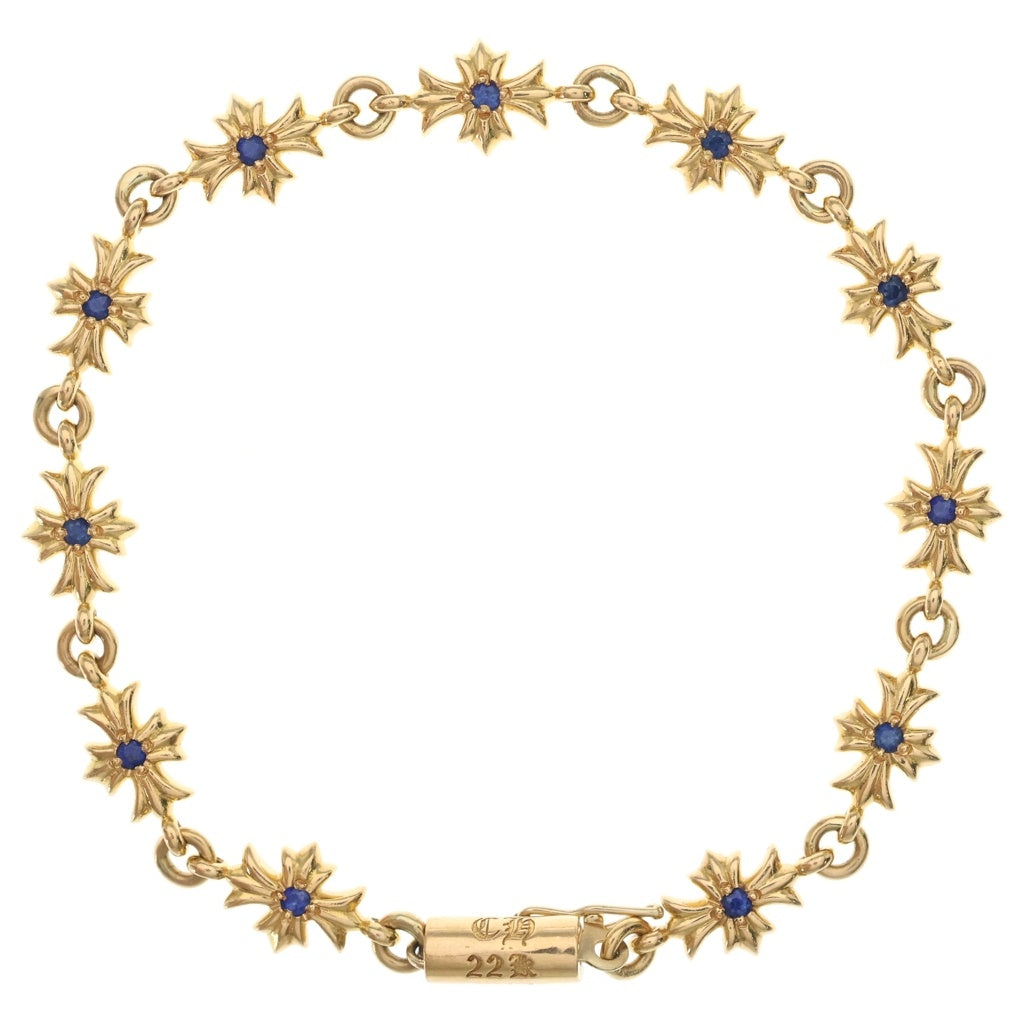 CHROME HEARTS(クロムハーツ) 22K TNY E CH PLS P SAP タイニーECHプラス PAVEサファイア ゴールドブレスレット