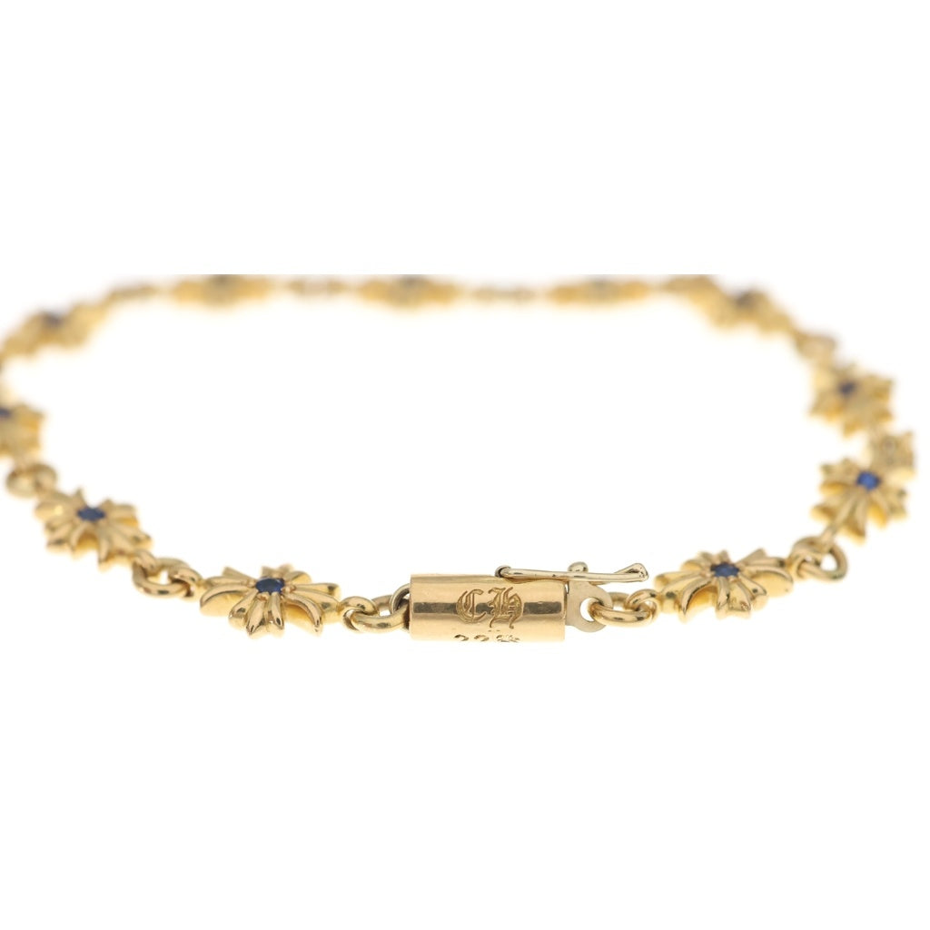 CHROME HEARTS(クロムハーツ) 22K TNY E CH PLS P SAP タイニーECHプラス PAVEサファイア ゴールドブレスレット