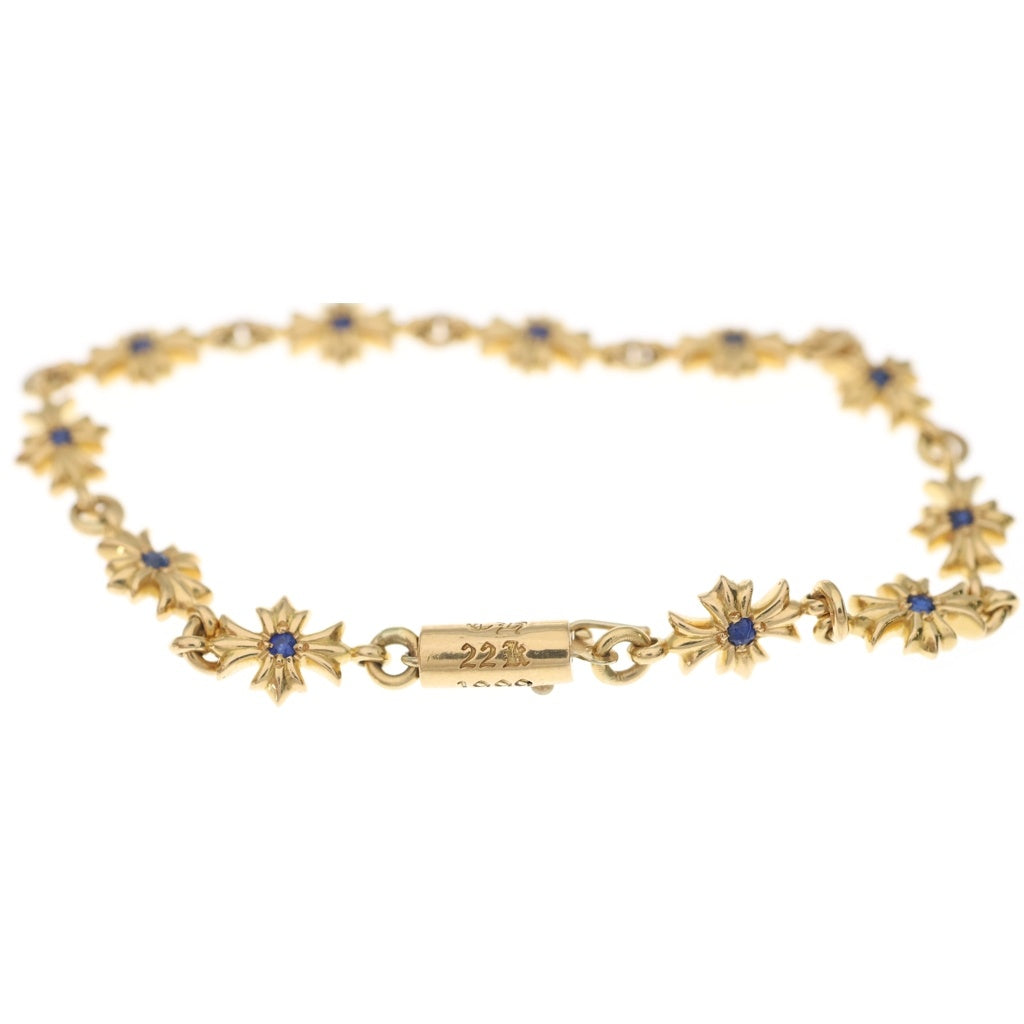 CHROME HEARTS(クロムハーツ) 22K TNY E CH PLS P SAP タイニーECHプラス PAVEサファイア ゴールドブレスレット