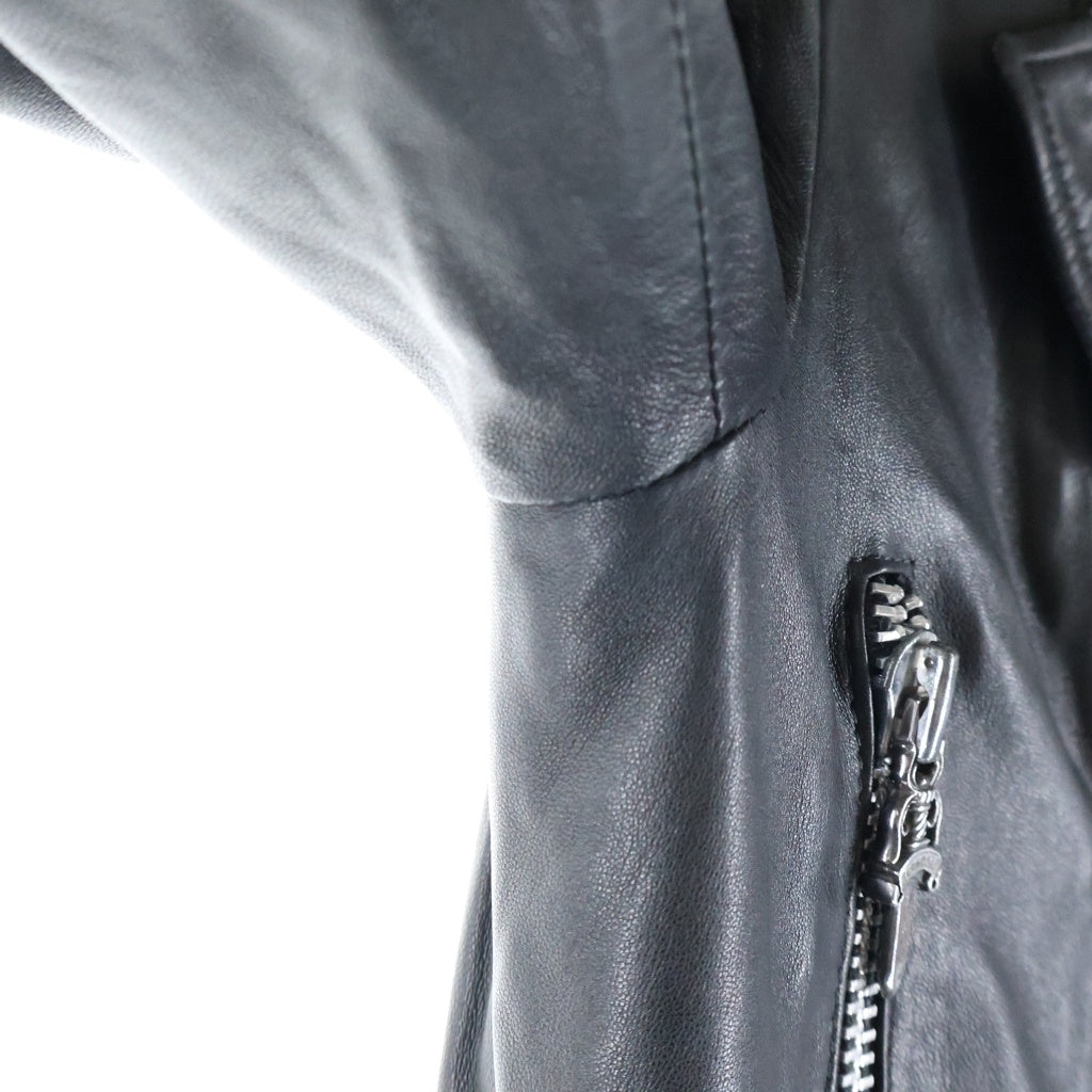 CHROME HEARTS(クロムハーツ) CEMETERY CROSS PATCH LEATHER COAT セメタリークロスパッチ付き レザーライダースコート ブラック