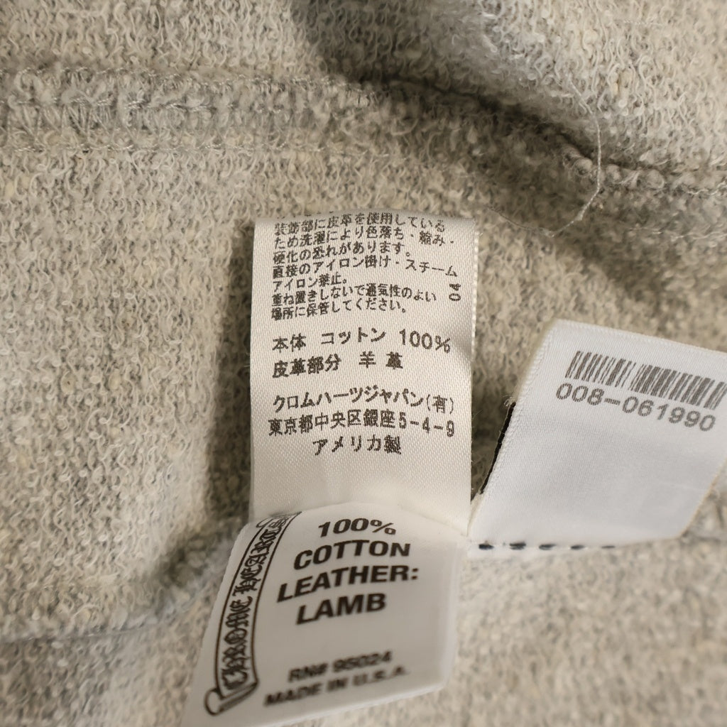 CHROME HEARTS(クロムハーツ) OLD 袖クロスパッチ付きハーフジップパーカー グレー
