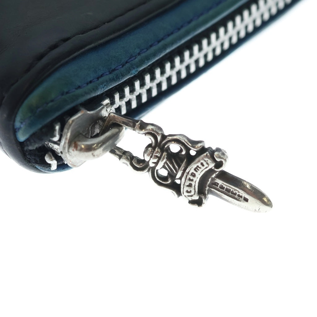 CHROME HEARTS(クロムハーツ) REC F ZIP PARIS LIMITED フィリグリー装飾ラウンドジップ財布 パリ限定 ブラック/ブルー