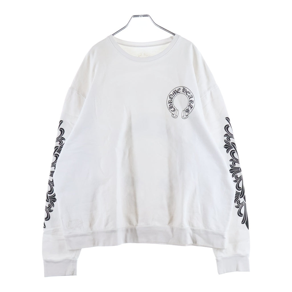 CHROME HEARTS(クロムハーツ) SWTSHRT PLVR バックホースシュー袖フローラルプリントスウェット ホワイト