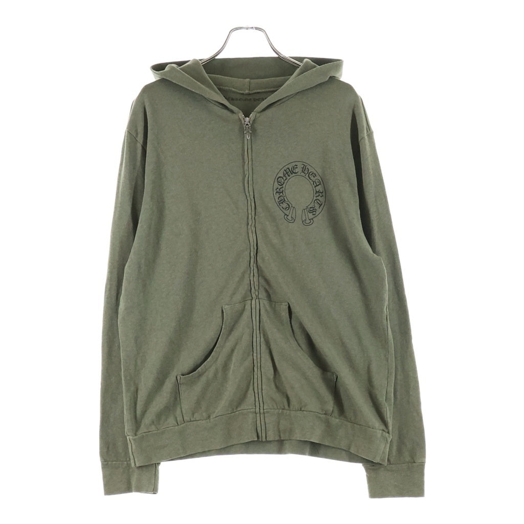 CHROME HEARTS(クロムハーツ) OLD SWTSHRT HD ZIP バックセメタリープリントジップパーカー カーキ
