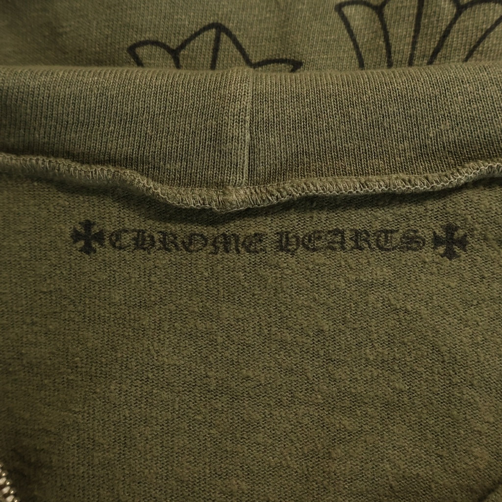 CHROME HEARTS(クロムハーツ) OLD SWTSHRT HD ZIP バックセメタリープリントジップパーカー カーキ