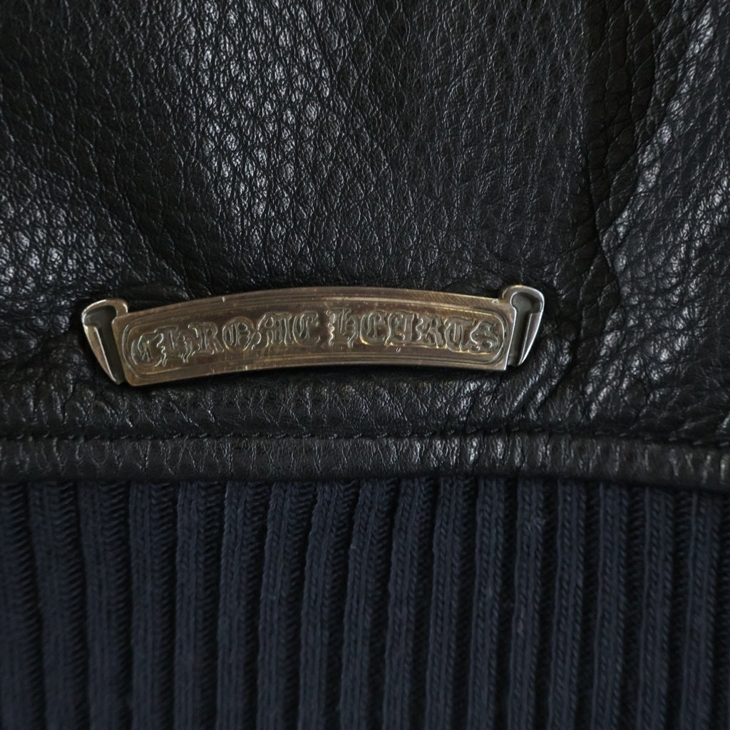 CHROME HEARTS(クロムハーツ) ON TARGET CHロゴパッチレザーボンバージャケットブルゾン ブラック