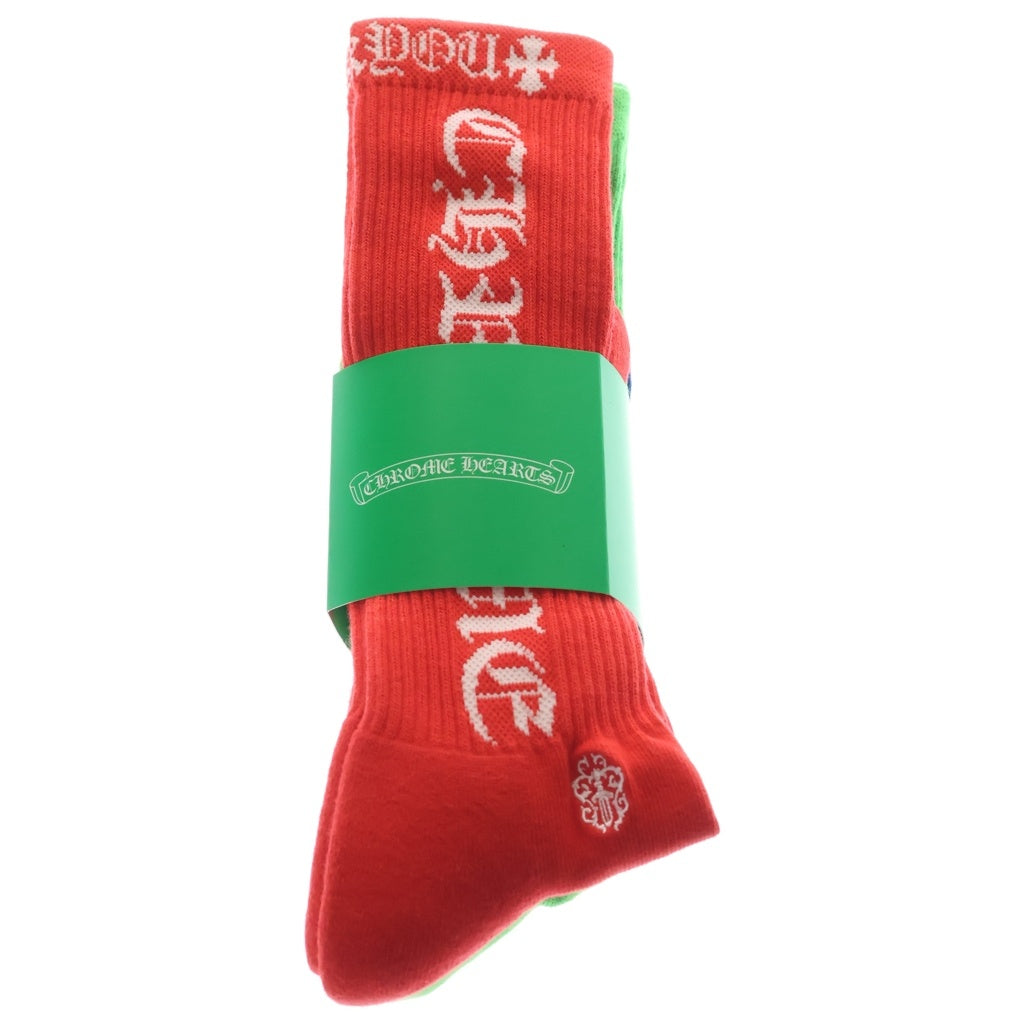 CHROME HEARTS(クロムハーツ) OLD ENGLISH SOCKS オールドイングリッシュ3足セットソックス レッド/ブルー/グリーン