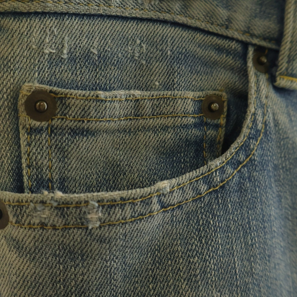 SAINT LAURENT PARIS(サンローランパリ) 14AW 359041 Y479E デストロイクラッシュ加工デニムパンツ インディゴ