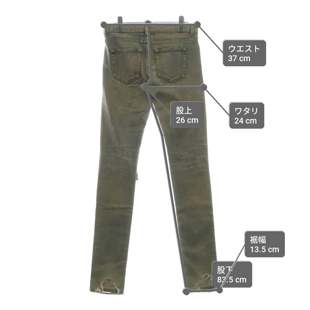SAINT LAURENT PARIS(サンローランパリ) 14AW 359041 Y479E デストロイクラッシュ加工デニムパンツ インディゴ