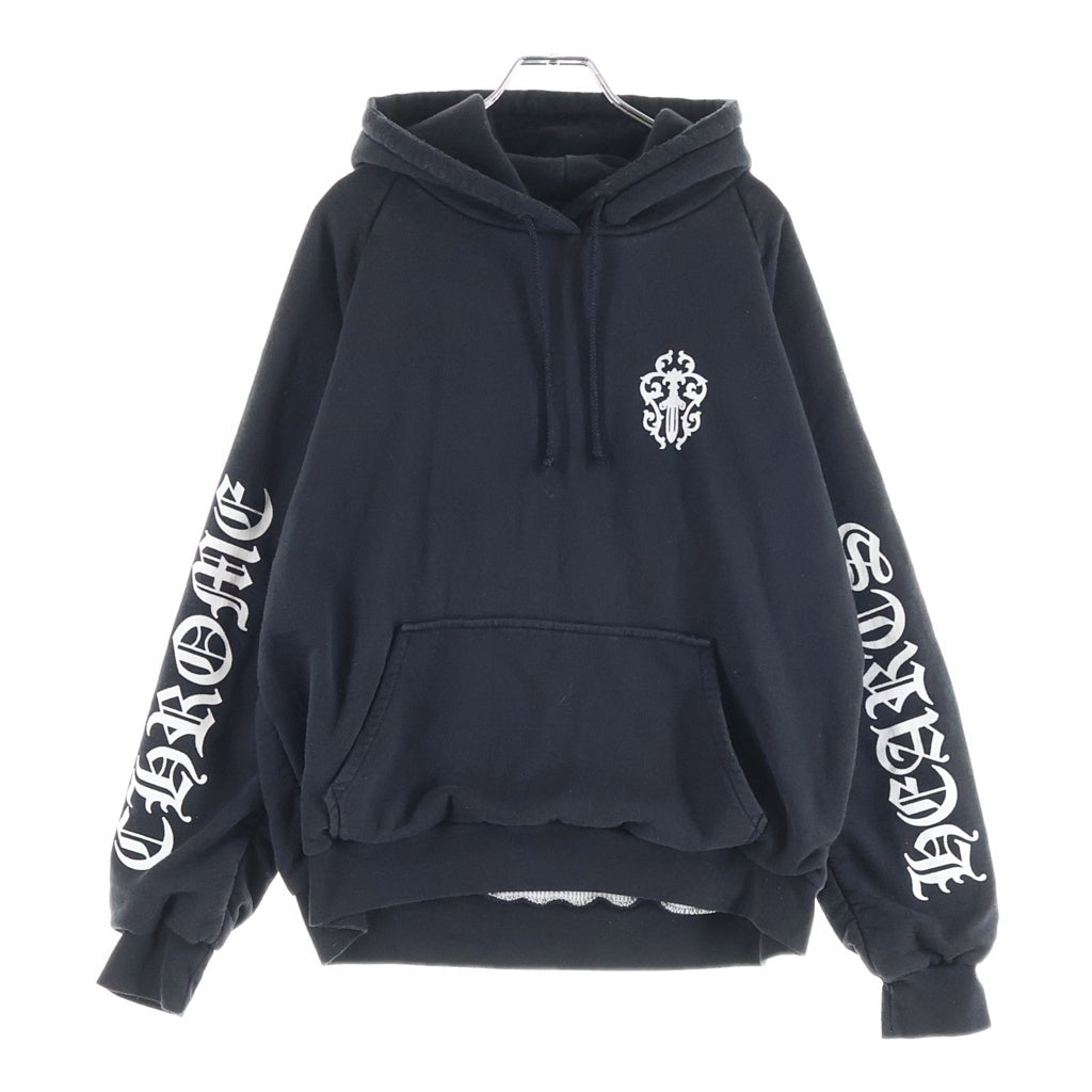 CHROME HEARTS(クロムハーツ) OLD THRML SWTSHRT HD ZIP オールド 裏地サーマル 袖ロゴ ホースシュープリント ダガージップフーディ パーカー ブラック