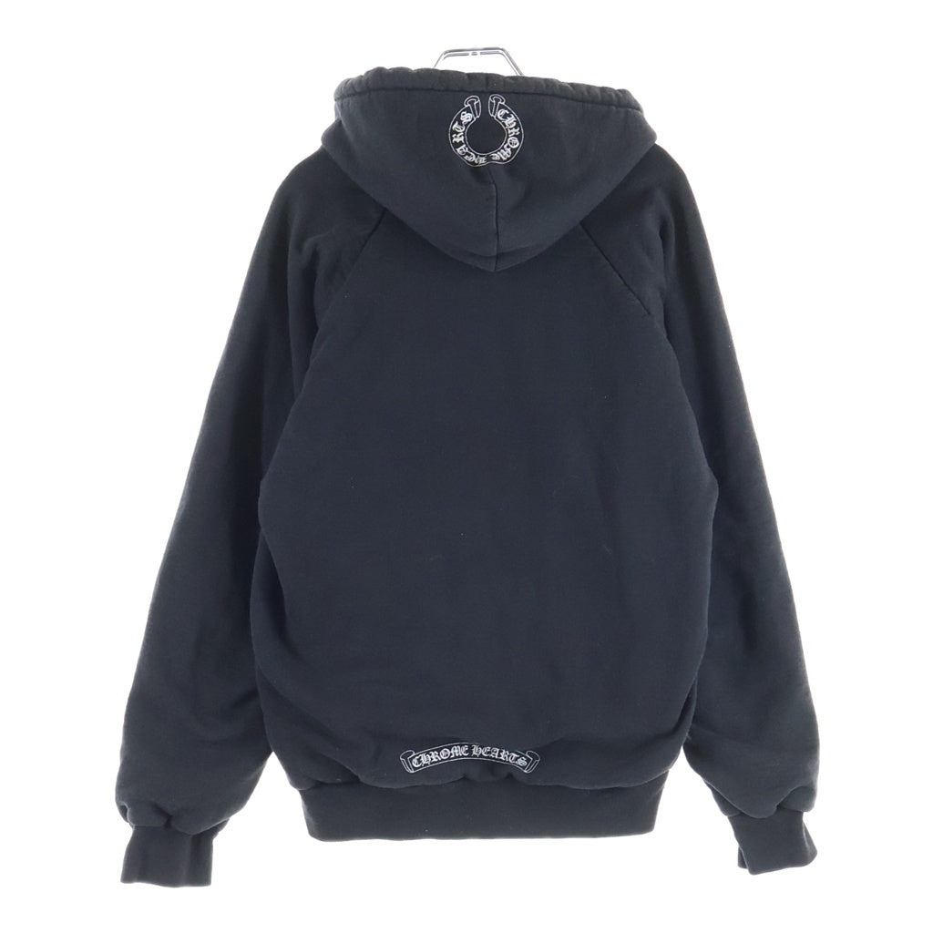 CHROME HEARTS(クロムハーツ) OLD THRML SWTSHRT HD ZIP オールド 裏地サーマル 袖ロゴ ホースシュープリント ダガージップフーディ パーカー ブラック