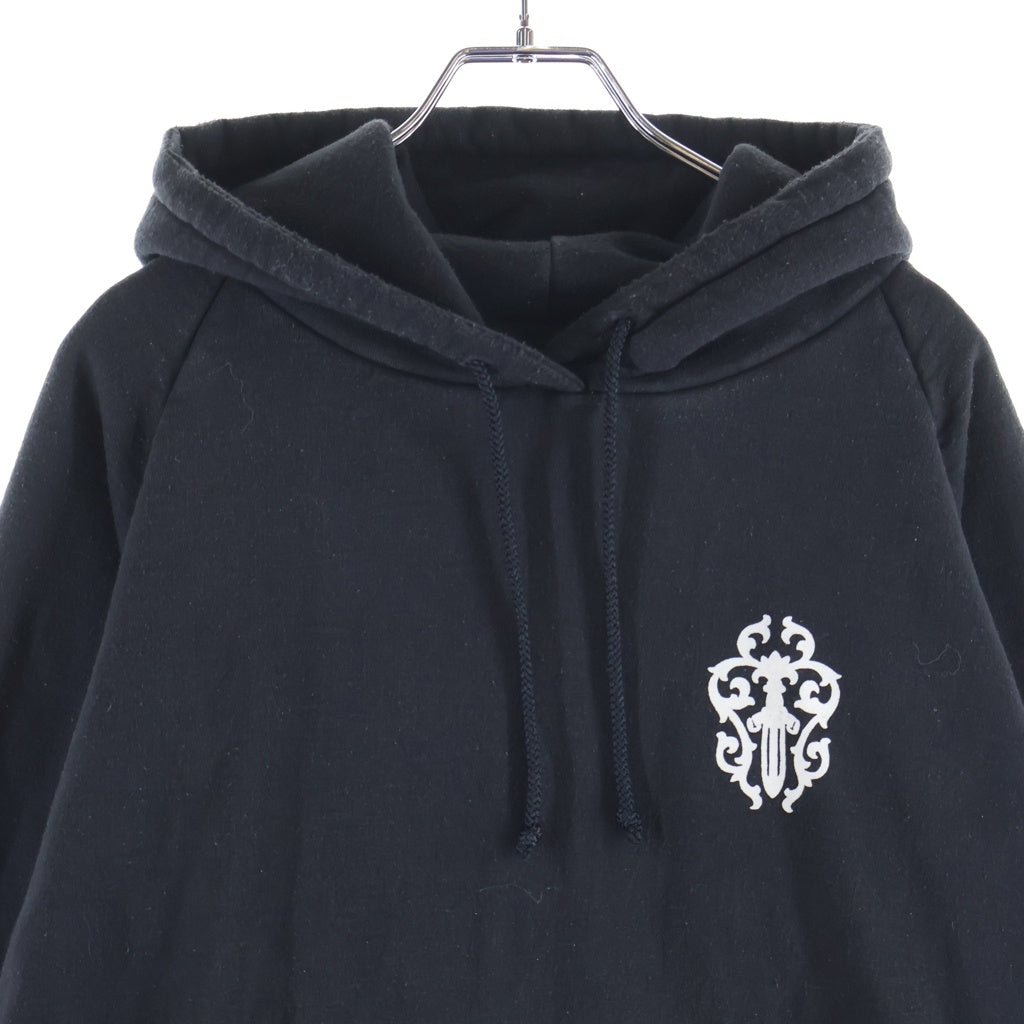 CHROME HEARTS(クロムハーツ) OLD THRML SWTSHRT HD ZIP オールド 裏地サーマル 袖ロゴ ホースシュープリント ダガージップフーディ パーカー ブラック