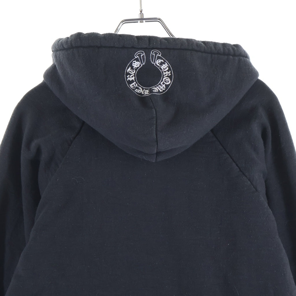 CHROME HEARTS(クロムハーツ) OLD THRML SWTSHRT HD ZIP オールド 裏地サーマル 袖ロゴ ホースシュープリント ダガージップフーディ パーカー ブラック