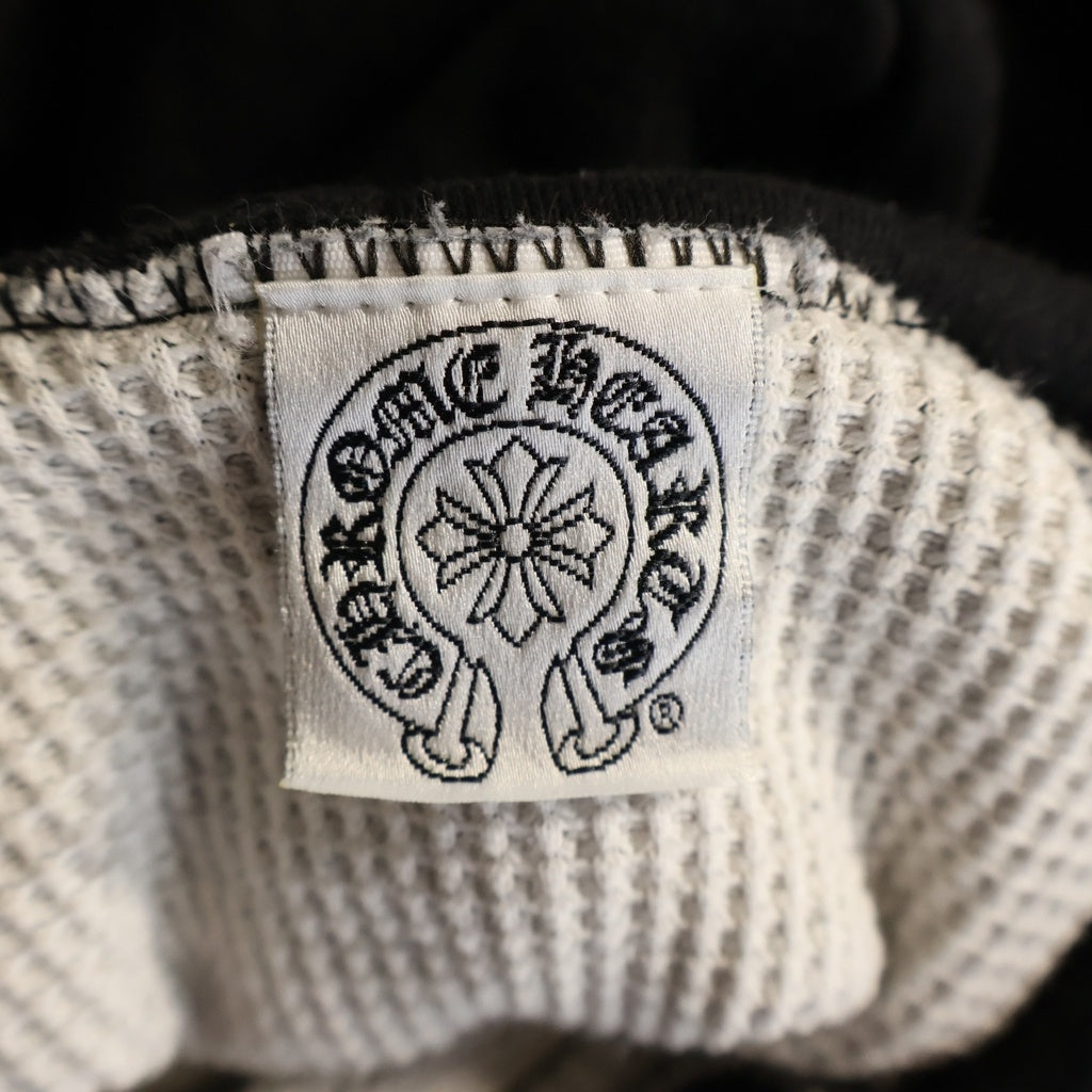 CHROME HEARTS(クロムハーツ) OLD THRML SWTSHRT HD ZIP オールド 裏地サーマル 袖ロゴ ホースシュープリント ダガージップフーディ パーカー ブラック