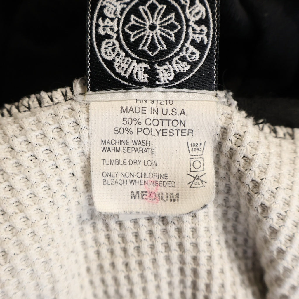 CHROME HEARTS(クロムハーツ) OLD THRML SWTSHRT HD ZIP オールド 裏地サーマル 袖ロゴ ホースシュープリント ダガージップフーディ パーカー ブラック