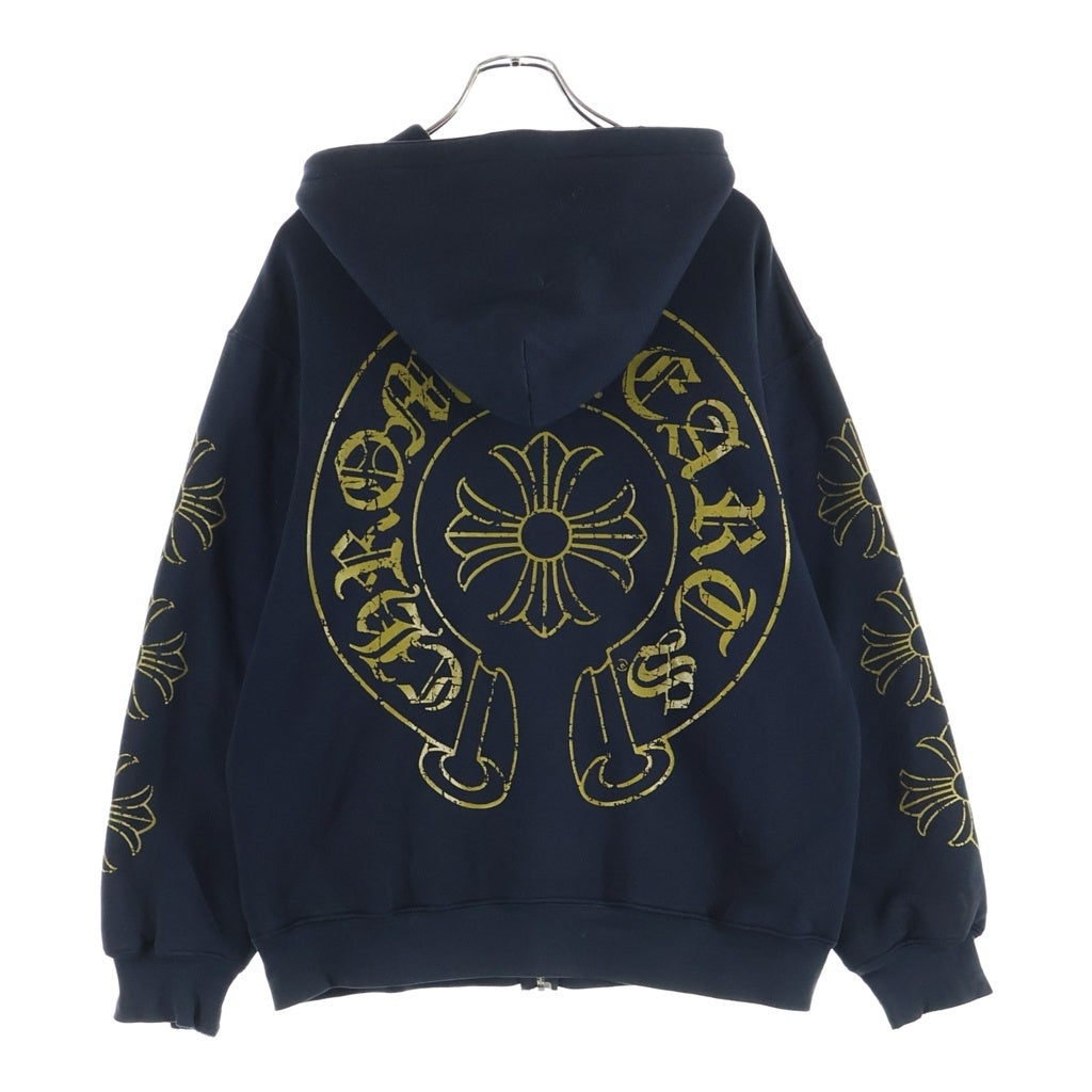 CHROME HEARTS(クロムハーツ) OLD THRML SWTSHRT HD ZIP CH PLUS 袖CHプラスプリント ジップアップ パーカー ブラック/イエロー