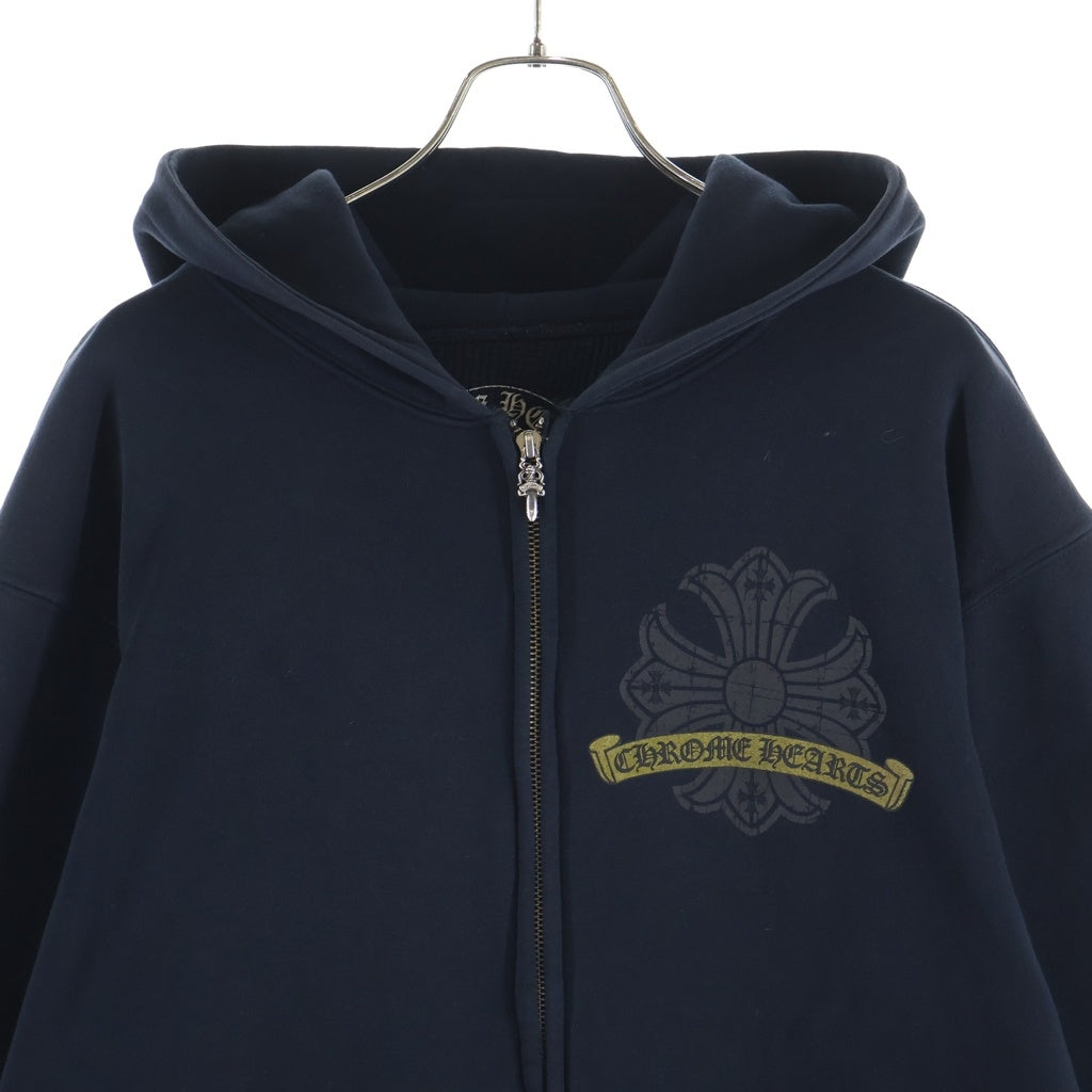 CHROME HEARTS(クロムハーツ) OLD THRML SWTSHRT HD ZIP CH PLUS 袖CHプラスプリント ジップアップ パーカー ブラック/イエロー
