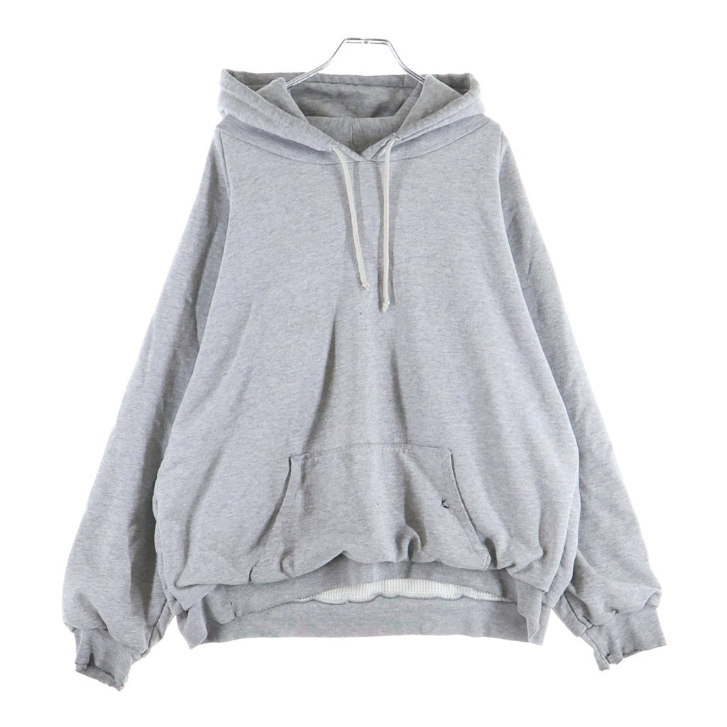 CHROME HEARTS(クロムハーツ) OLD THRML SWTSHRT HD ZIP 裏地サーマル バックスクロールプリント ダガージップアップパーカー グレー/メタリックシルバー