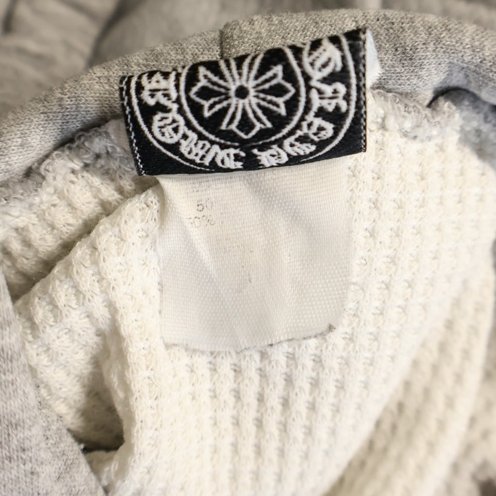 CHROME HEARTS(クロムハーツ) OLD THRML SWTSHRT HD ZIP 裏地サーマル バックスクロールプリント ダガージップアップパーカー グレー/メタリックシルバー
